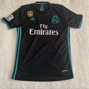 adidas Ronaldo Jersey Navy Blue & Teal Real Madrid Fly Emirates Jersey - Soccer